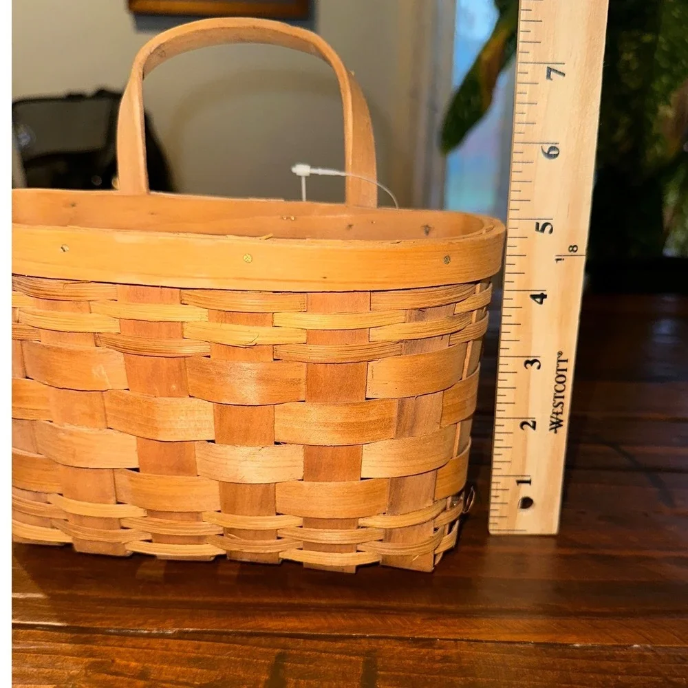 Wood Slat Hanging Wall Basket Farmhouse Rustic Storage Decor Natural